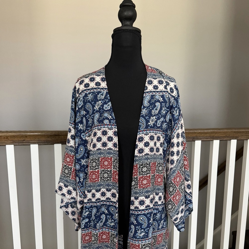 Hummingbird Stitch Fix NWT Kimono Open Cardigan Medium Boho Beach Resort - Picture 3 of 12